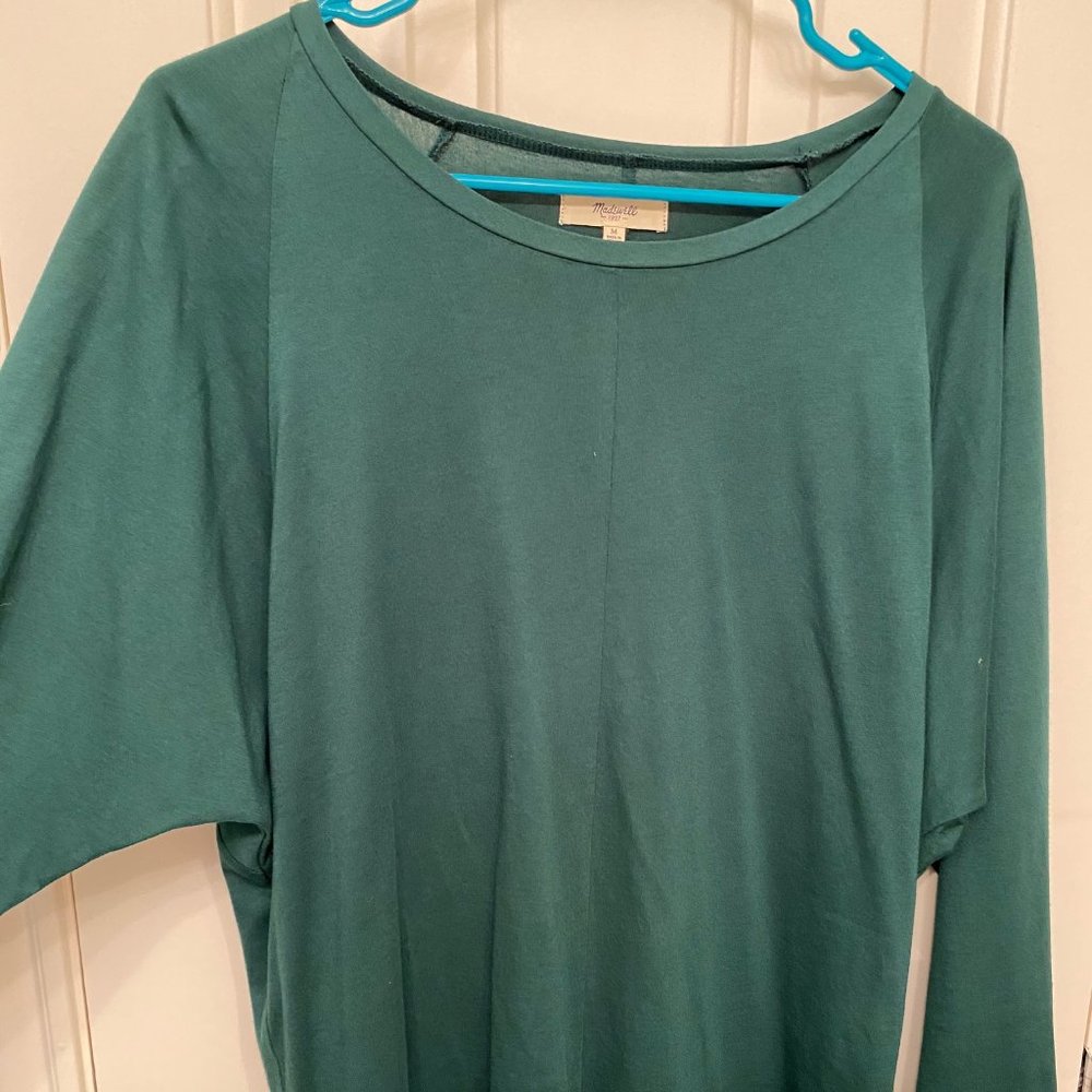 Madewell emerald green long sleeve top